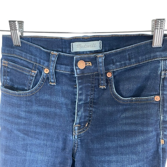 Madewell 9" High Rise Skinny Dark Wash Stretch Lightly Whiskered Jeans Size 24 - Picture 4 of 11